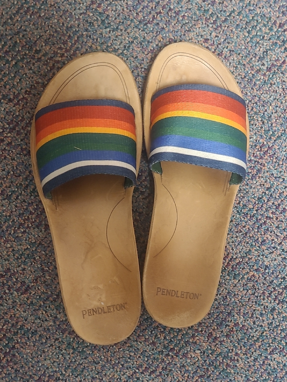Like New,Pendelton  Rainbow Stripe Woven Multicolor Slide Sandals